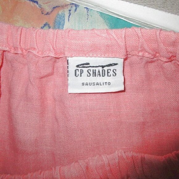 CP Shades LINEN Fanny MIDI Skirt Size S PULL ON Elastic Waist PINK Orange PLEAT - Picture 4 of 8
